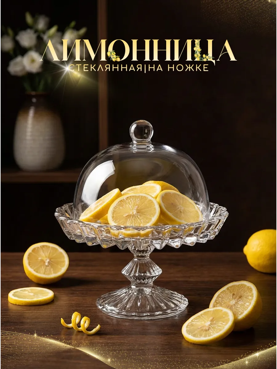 Лимонница с крышкой стеклянная