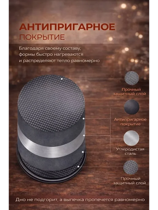 Формы для выпечки круглые антипригарные, серый, фото 4