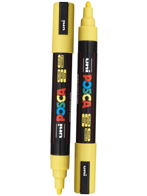 Маркеры для метки пчелиных маток Uni Posca PC-5M ( набор 5 цветов, Япония), желтый, фото 2