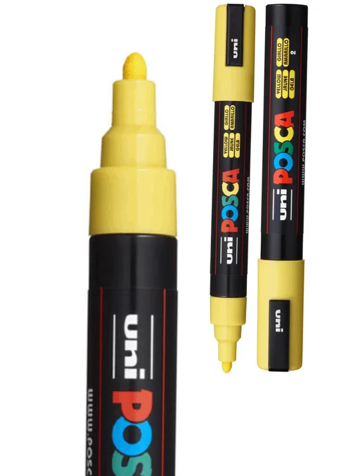 Маркеры для метки пчелиных маток Uni Posca PC-5M ( набор 5 цветов, Япония), желтый, фото 4