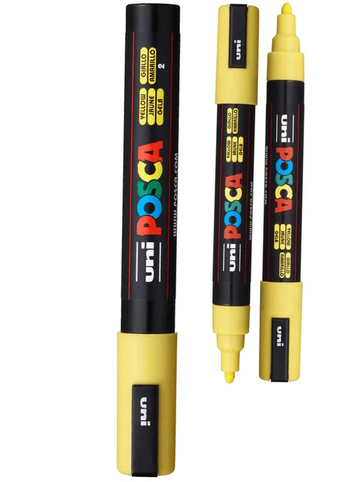 Маркеры для метки пчелиных маток Uni Posca PC-5M ( набор 5 цветов, Япония), желтый, фото 5