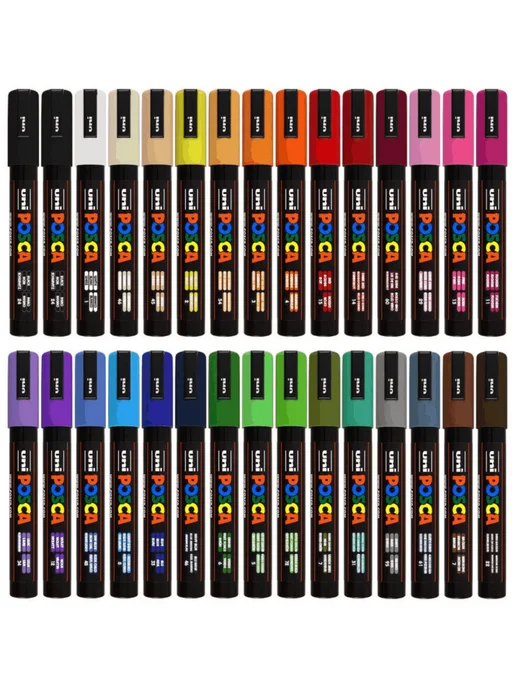 Маркеры для метки пчелиных маток Uni Posca PC-5M ( набор 5 цветов, Япония), черный, фото 6