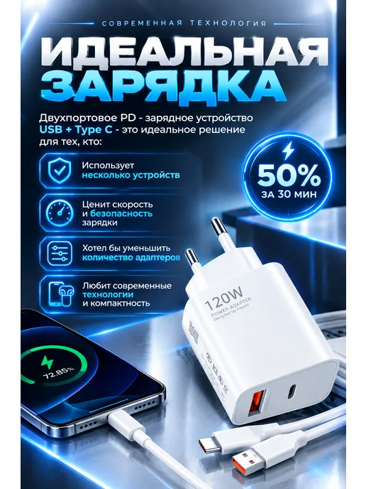 Adapteroff быстрая зарядка 120W, 120 Вт, фото 4