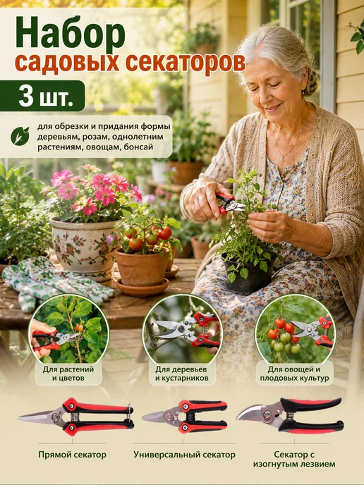 Секаторы садовые ручные набор флористические, вариант, фото 7