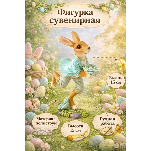 Сувенир полистоун Зайчик в голубом пиджаке
