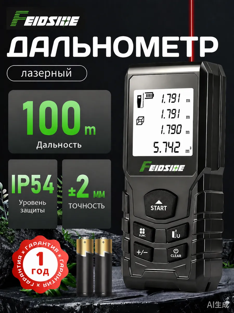Лазерная рулетка дальномер строительный 100 м