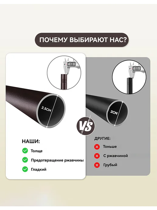 Widyana Карниз для штор настенный однорядный металлический 76-300 cm, коричневый, фото 5