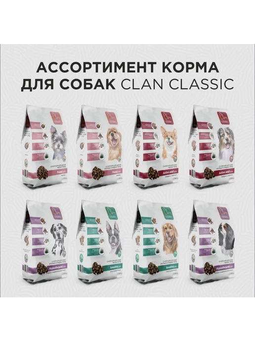 Сухой корм Clan Classic для собак, крупные, средние, щенки, индейка, 1,25 кг, фото 6
