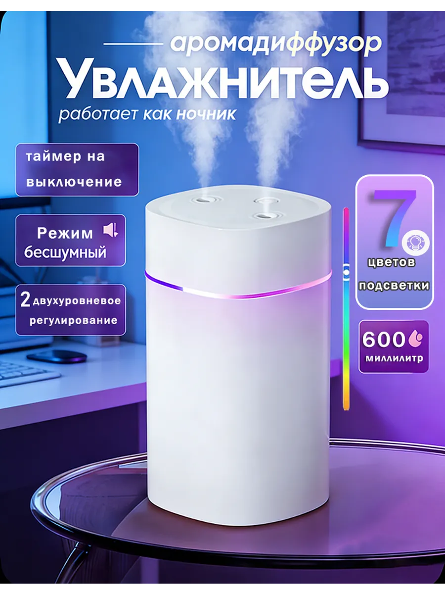 Увлажнитель воздуха для дома с аромадиффузором и подсветкой