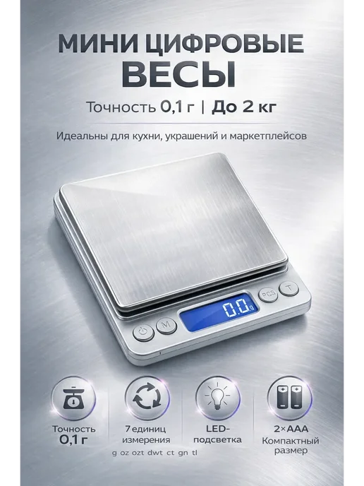 Д777 Весы ювелирные электронные 2000 г 0,1 г цифровые, 2 кг, 0,1 г