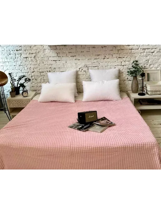 Плед 150х200 на диван, покрывало полуторное на кровать, плед кубик, 200x220, фото 4