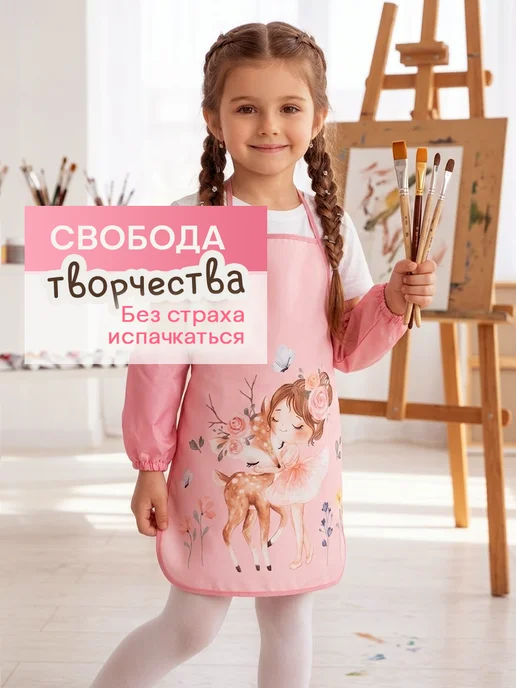 Детский фартук для рисования и творчества с нарукавниками, вариант, фото 3