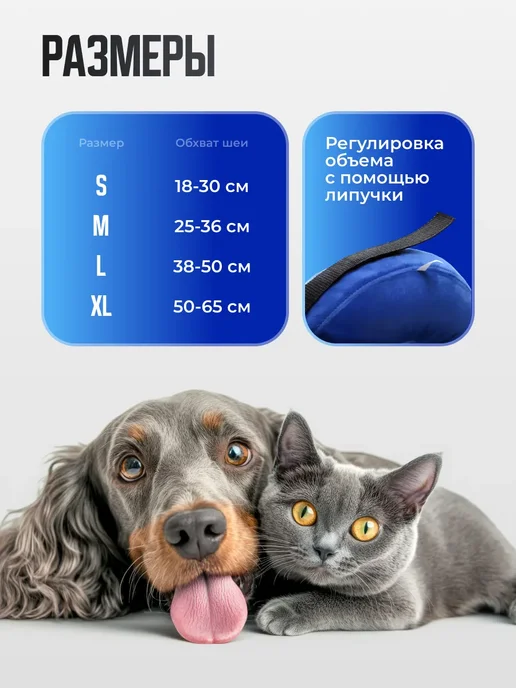 Воротник для кошек и собак надувной, синий, фото 6