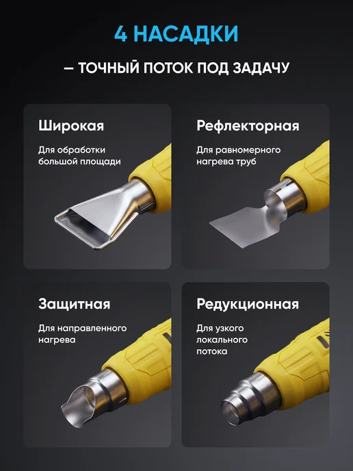 Оригинальный⠀товар Строительный фен с регулировкой температуры электрический, оранжевый, фото 6