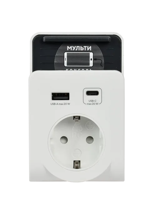 Iek Адаптер-переходник с подставкой 2хUSB A+C 20Вт, Т-03 01, 20 Вт, фото 2