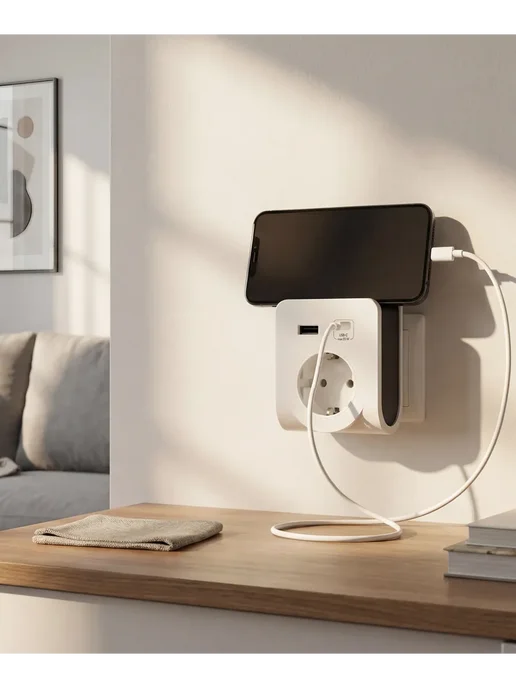 Iek Адаптер-переходник с подставкой 2хUSB A+C 20Вт, Т-03 01, 20 Вт, фото 8
