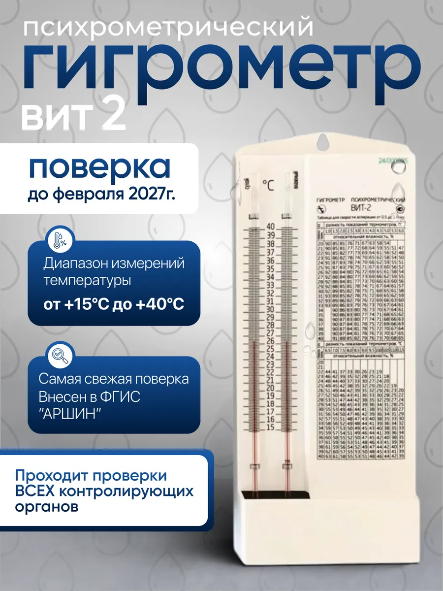 Гигрометр психрометрический ВИТ-2 с поверкой