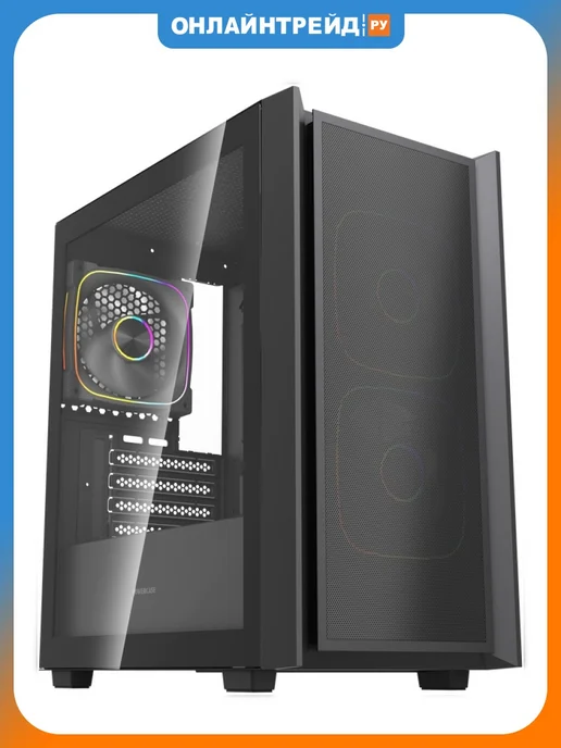 Powercase Компьютерный корпус Mistral SM03 ARGB, черный, черный