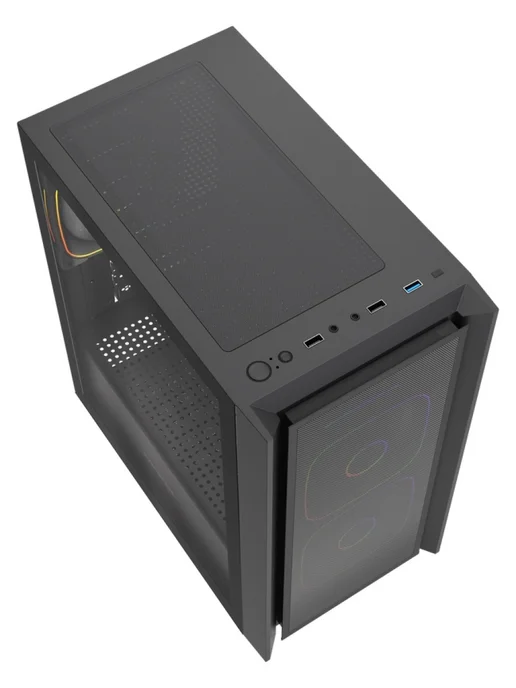 Powercase Компьютерный корпус Mistral SM03 ARGB, черный, черный, фото 4
