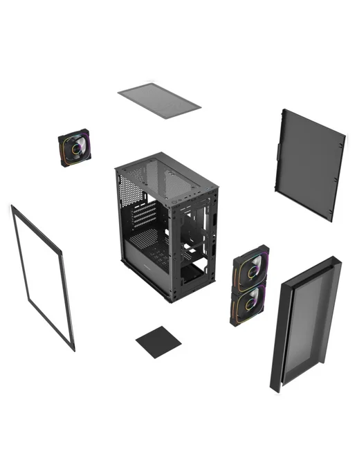 Powercase Компьютерный корпус Mistral SM03 ARGB, черный, черный, фото 7