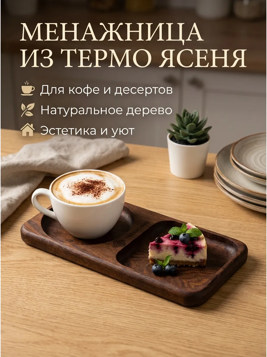 Подставка под кружку деревянная, поднос под кофе маленький
