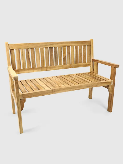 Скамейка садовая складная двухместная тик 128х58х93 см, 58x93 см, фото 3