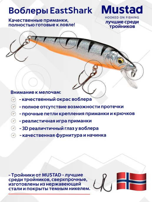 EASTSHARK Воблер для ловли щуки на спиннинг Meg 130SP 006, голубой, фото 4