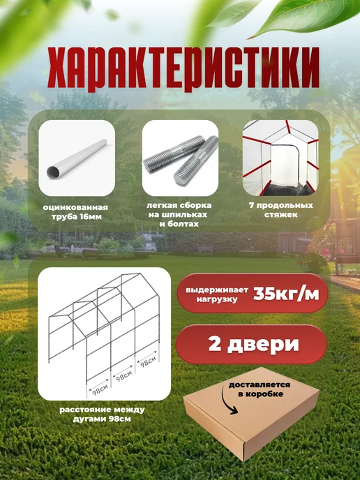 Теплица с каркасом и чехлом Домик 4 метра, 4 м, фото 2