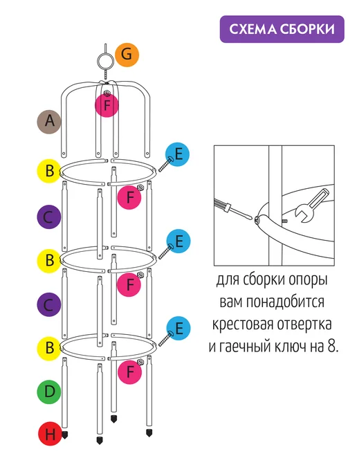 Garden Show Опора садовая для вьющихся растений КУПОЛ, белая 190см, белый, фото 4