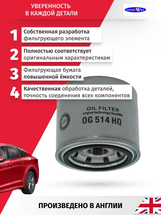 GOODWILL Набор для ТО 2 Kia K5 2019-2023 3 шт, 3 шт, фото 2