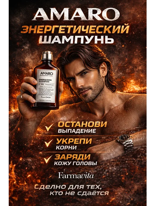 Farmavita Amaro шампунь энергетический для мужчин 250 мл, 250 мл