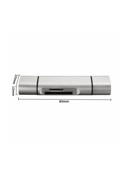 Картридер TF, SD - USB2.0 - Type-C - MicroUSB, черный, фото 4