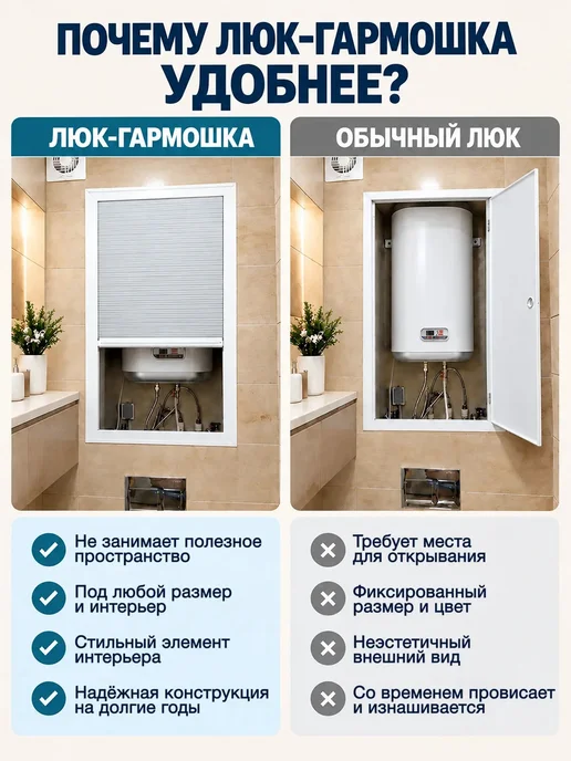 Штора-Гармошка Люк ревизионный сантехнический 50х50см, 50x50 см, фото 3