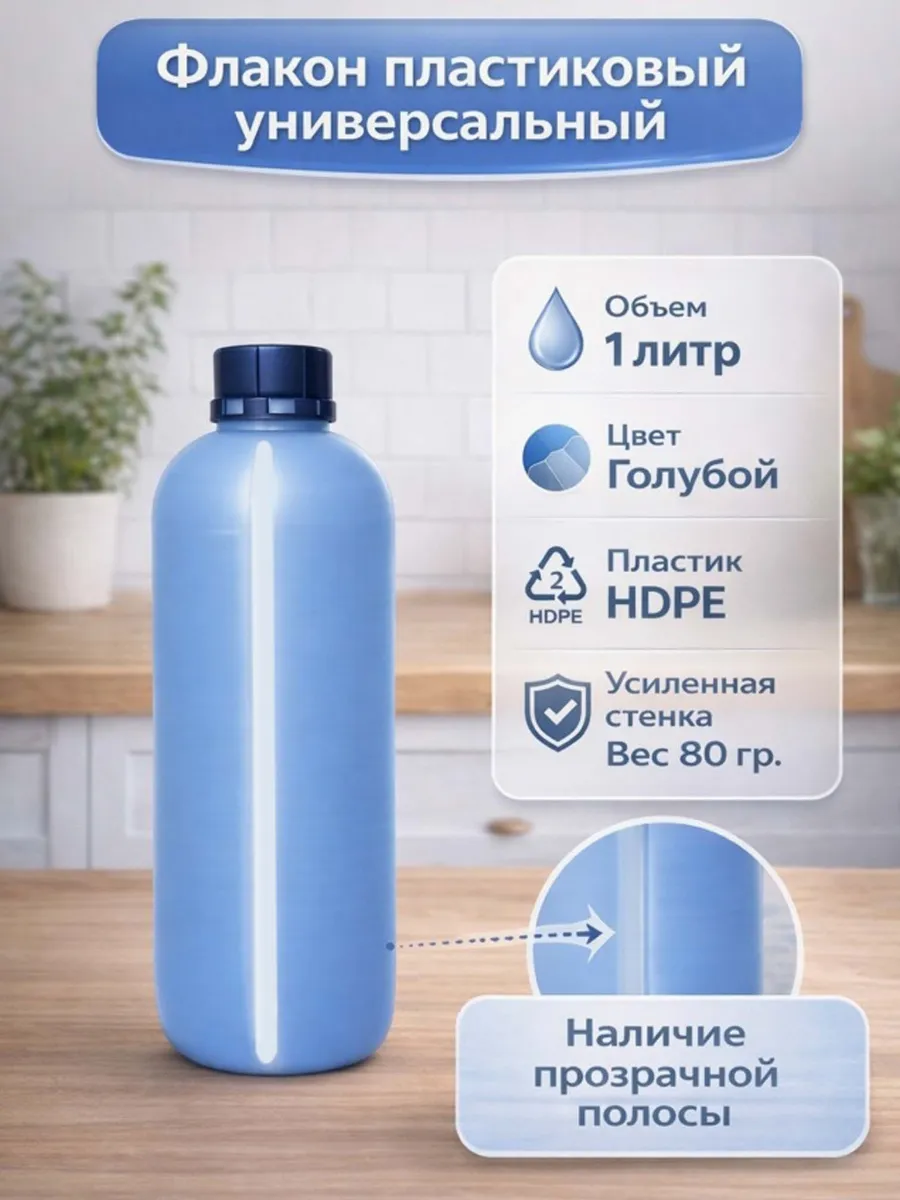 Канистра-флакон универсальный, 1 л, голубой