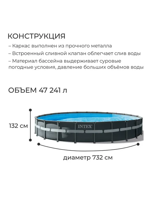 INTEX официальный поставщик Бассейн каркасный 610х122см, 26334, 610x122 см, фото 4