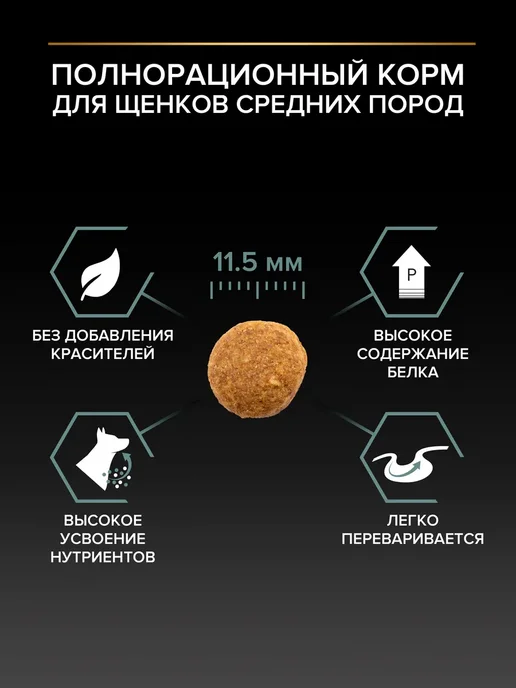 Сухой корм PRO PLAN для собак, средние, щенки, 1,5 кг, фото 5