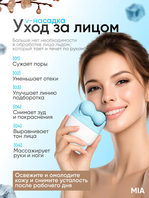 Ледяной роликовый массажер для лица и тела, голубой, фото 2