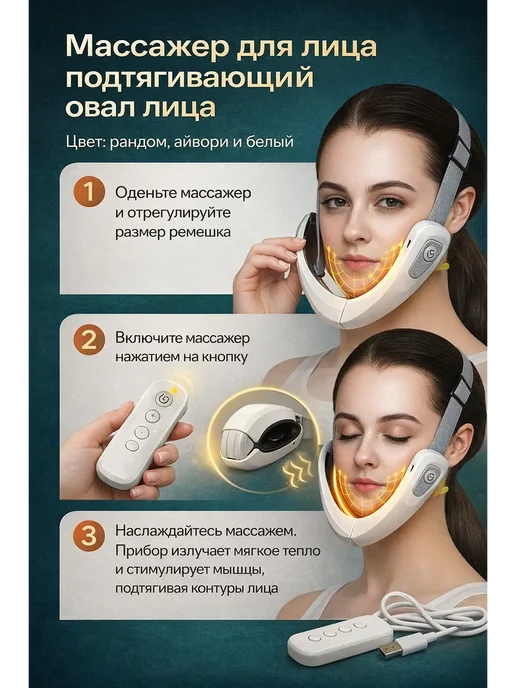 fioleta Массажер для подбородка и овала лица с зарядкой, синий, фото 3