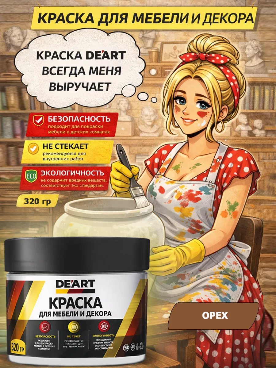Краска для мебели меловая орех