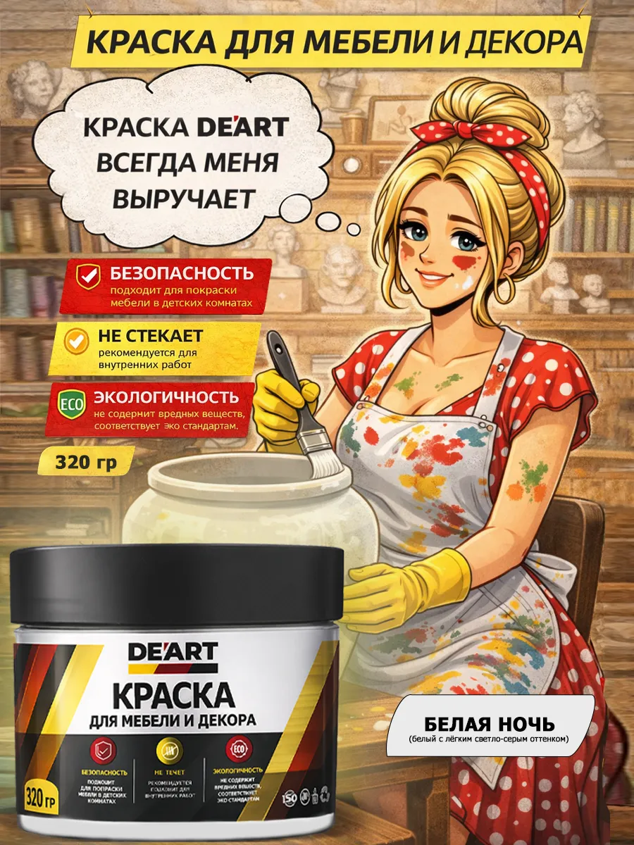 Краска для мебели меловая белая ночь