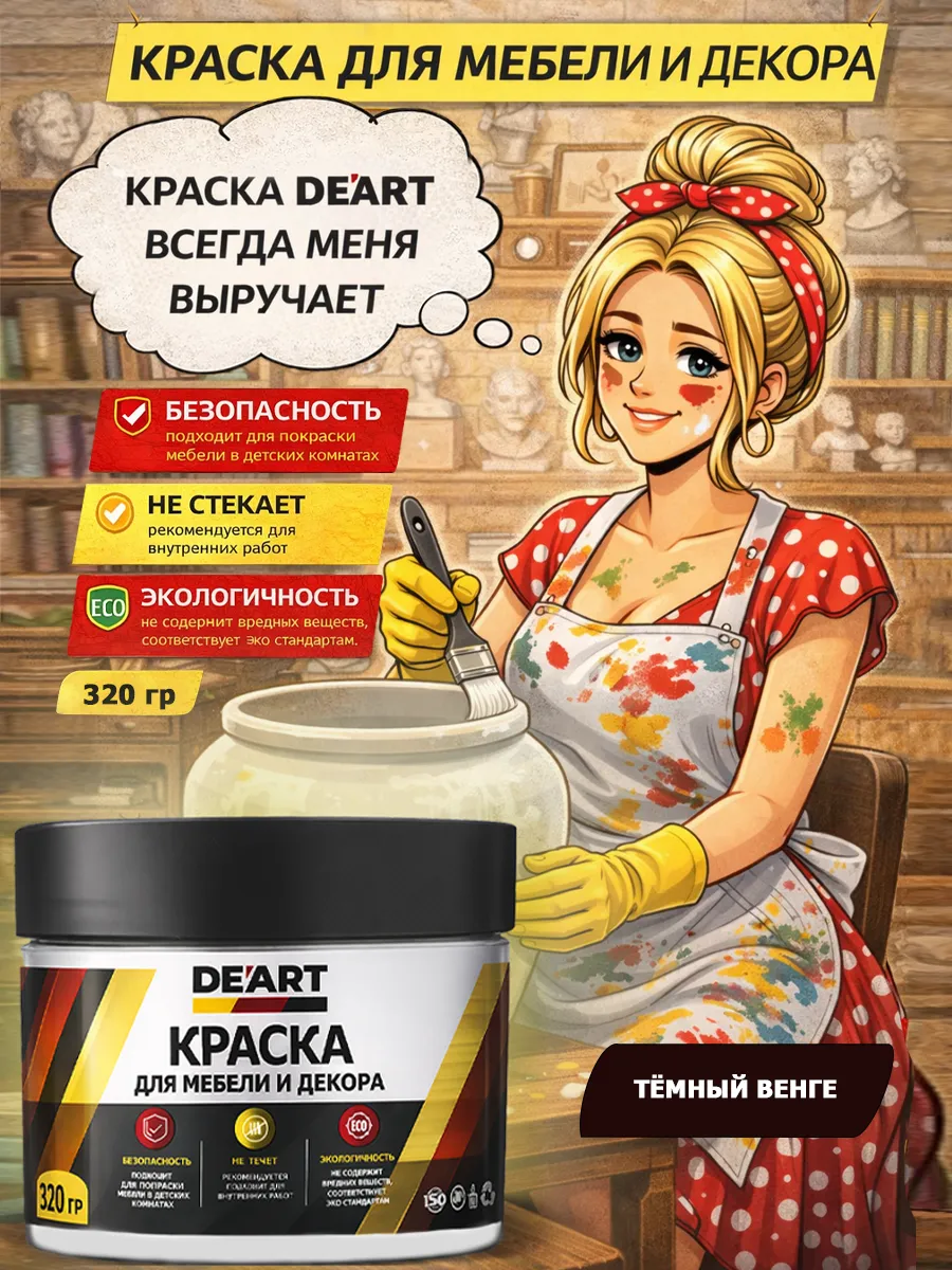 Краска для мебели меловая темный венге