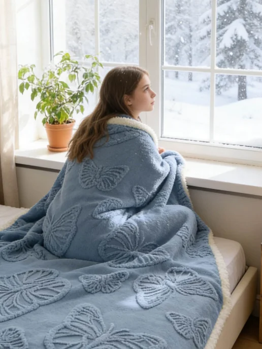IKEA Плед 180х200 для кровати и дивана мягкий уют, 220x240, фото 4
