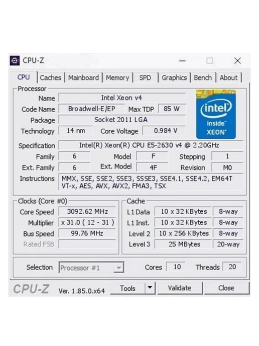 Intel Процессор Xeon E5 2630V4 LGA2011-3 Server 2,2 ГГц 85 Вт 5pcs, 85 Вт, 5 шт, фото 2