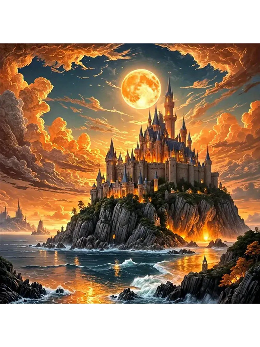 Castle вышивание крестом 14CT, набор 40x40см для декора