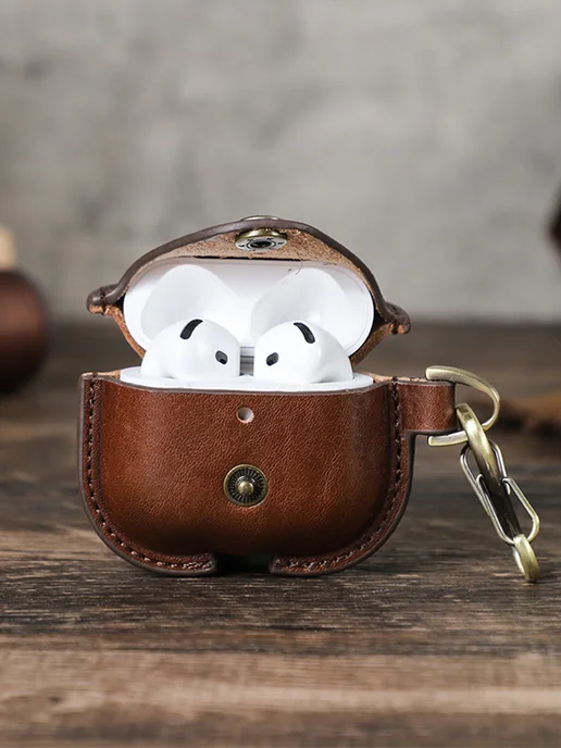 CONTACTS FAMILY Подлинная кожа Apple AirPods 4 чехол, коричневый, фото 7