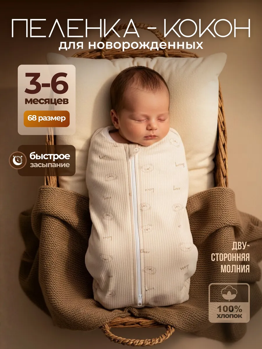 Пеленка кокон для новорожденных конверт на выписку