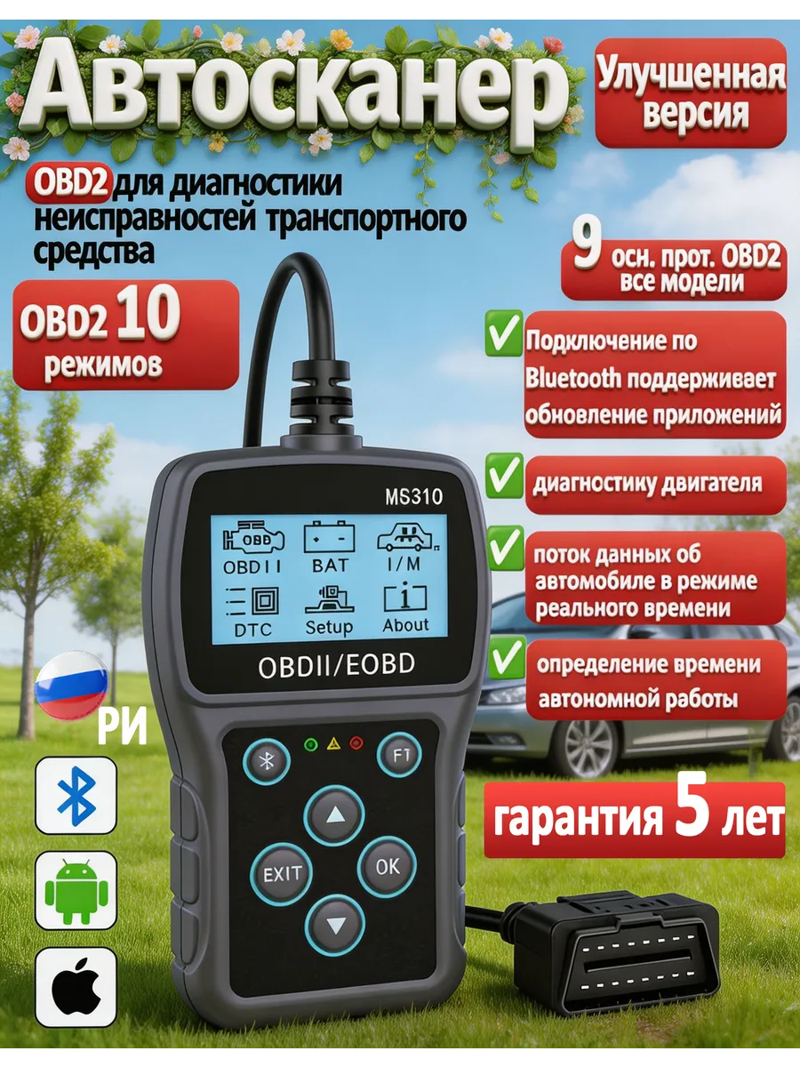 Автосканер для диагностики автомобиля obd2