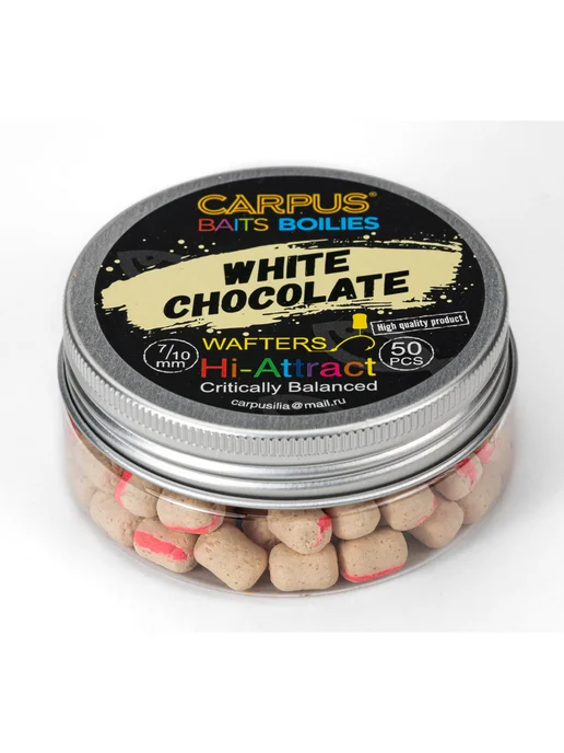 CARPUS BAITS Вафтерсы Белый шоколад 12x14 мм, 7x10 мм, фото 2