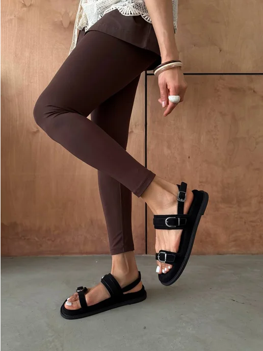 Only Shoes Босоножки сандалии летние без каблука, черный, фото 7