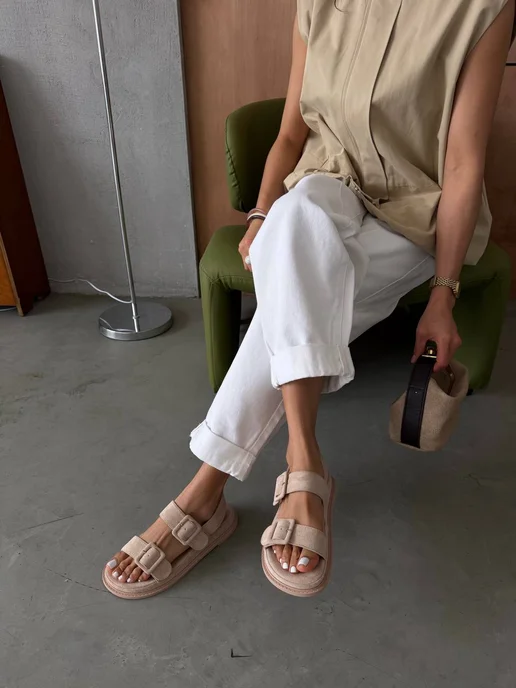 Only Shoes Босоножки женские летние с ремешками, бежевый, фото 2